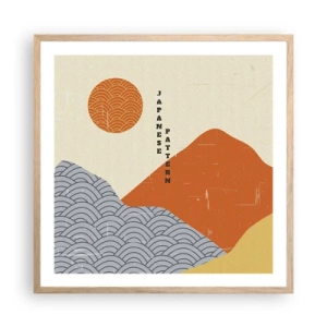Pôster com moldura de carvalho claro - No espírito japonês - 60x60 cm