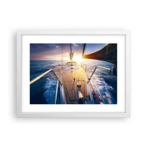 Pôster em moldura branca - Correr sobre as ondas - 40x30 cm