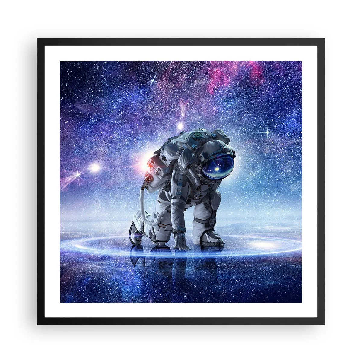 Pôster com moldura preta - Céu estrelado acima de mim - 60x60 cm