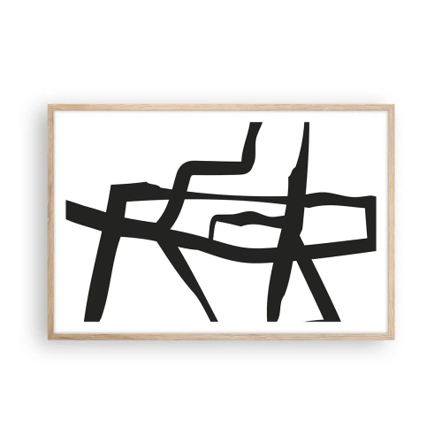 Pôster com moldura de carvalho claro - Projeto preto e branco - 91x61 cm