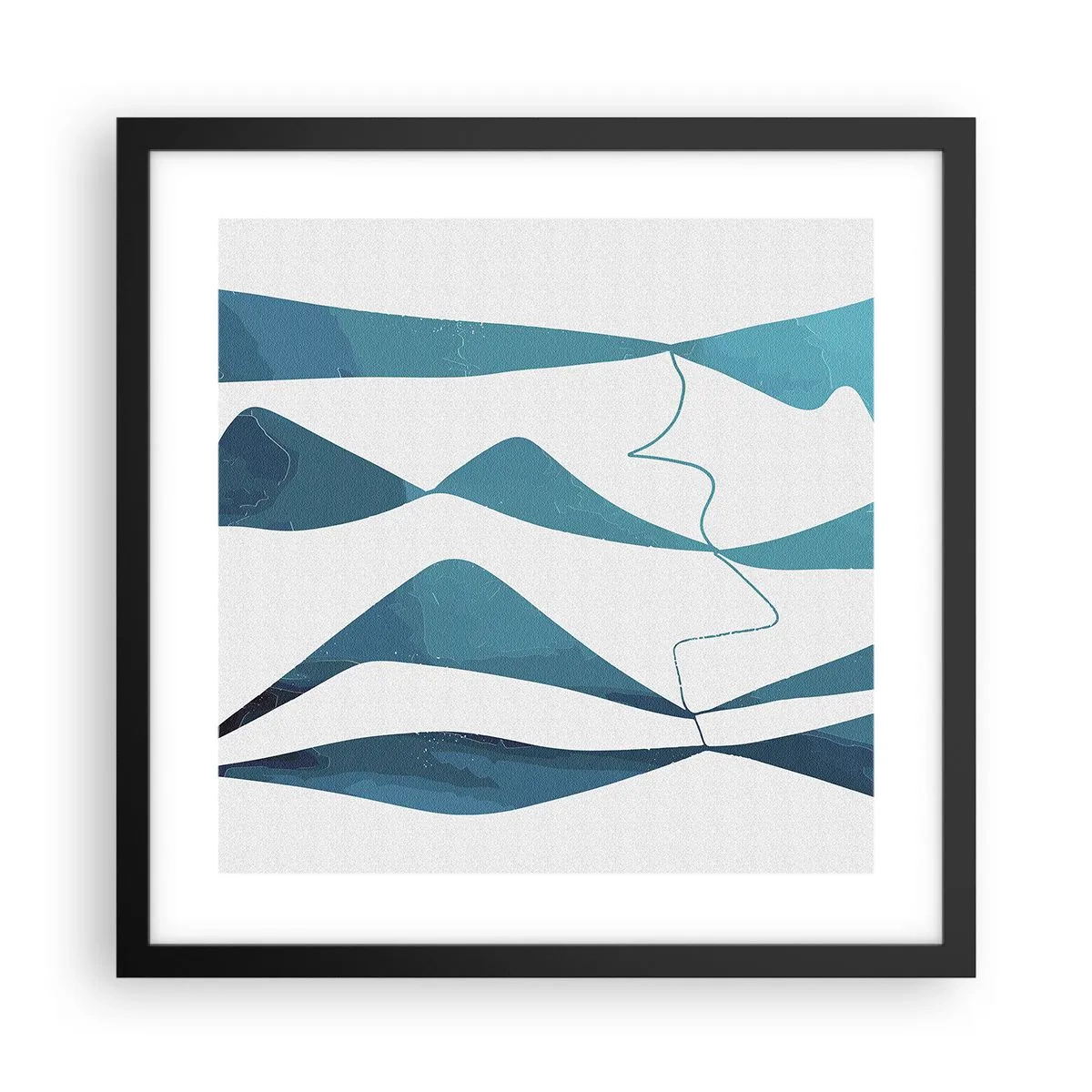 Pôster com moldura preta - Abstração: composto turquesa - 40x40 cm