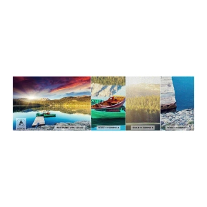 Amostra de papel de parede Premium Canvas - Sobre a água tão lisa como um espelho - Paisagem, Montanhas, Floresta - 100x30 cm