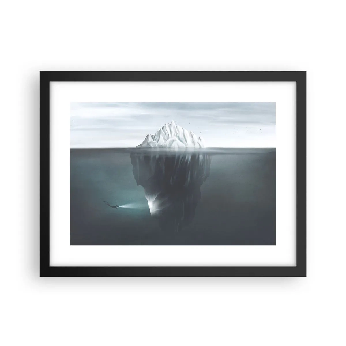 Pôster com moldura preta - Mistério subaquático - 40x30 cm