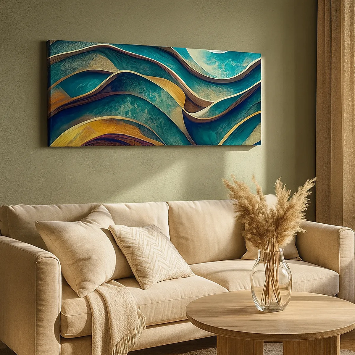 Quadro em tela - Meandros de azul - 30x30 cm