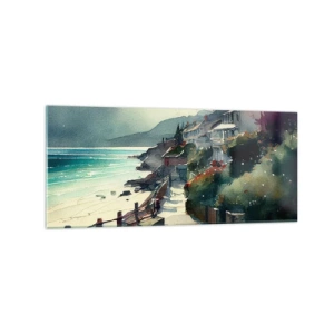 Quadro em vidro - Cidade mediterrânea - 120x50 cm