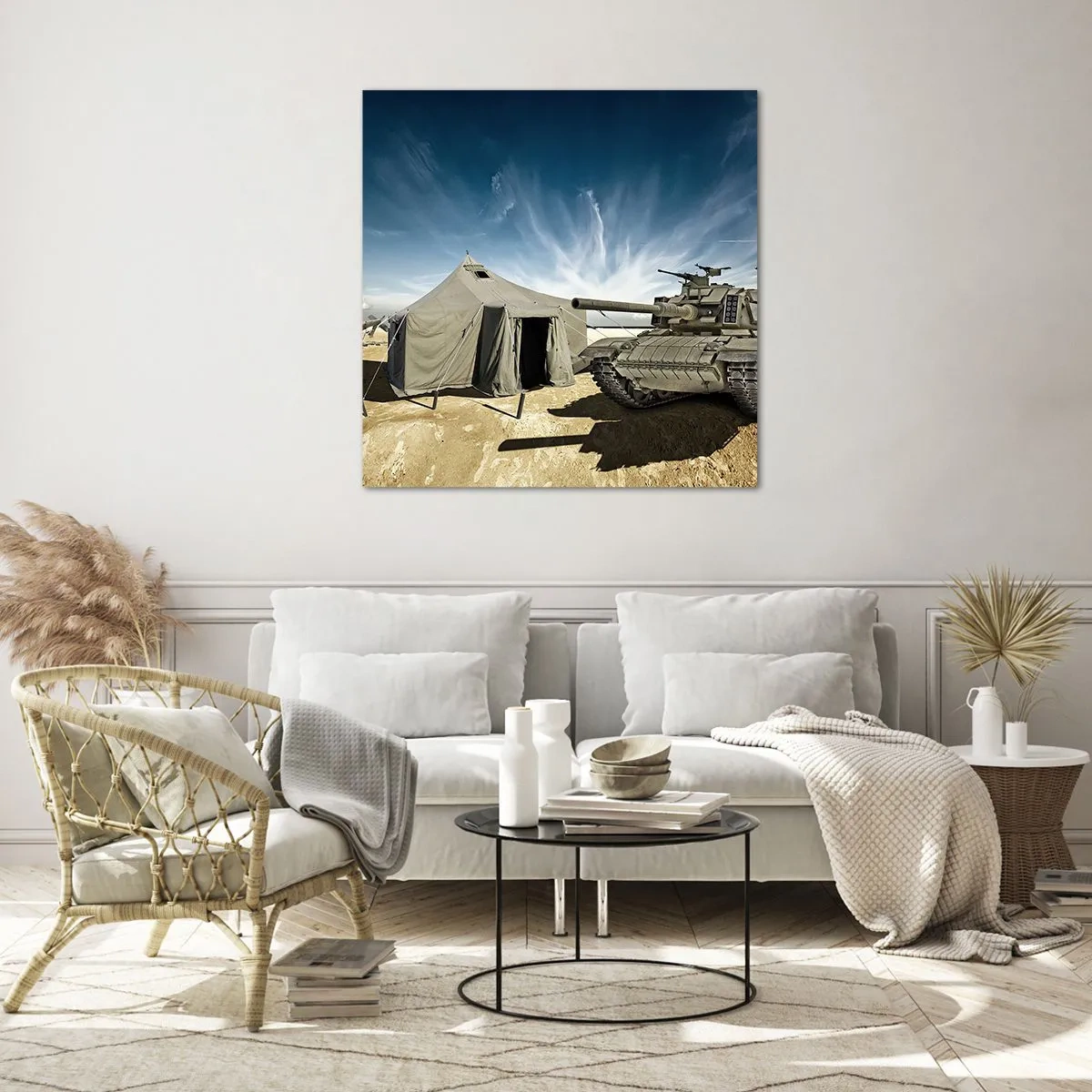 Quadro em vidro - Sonho militar - 50x50 cm