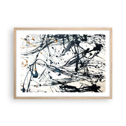 Pôster com moldura de carvalho claro - Abstração expressionista - 70x50 cm