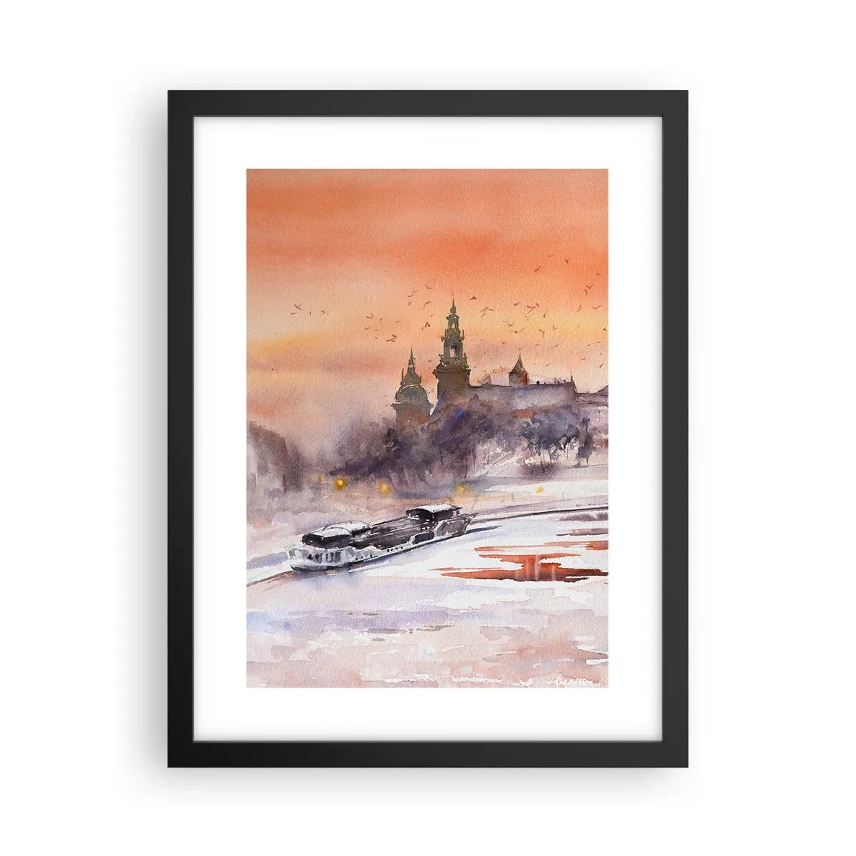 Pôster com moldura preta - Pôr do sol real - 30x40 cm