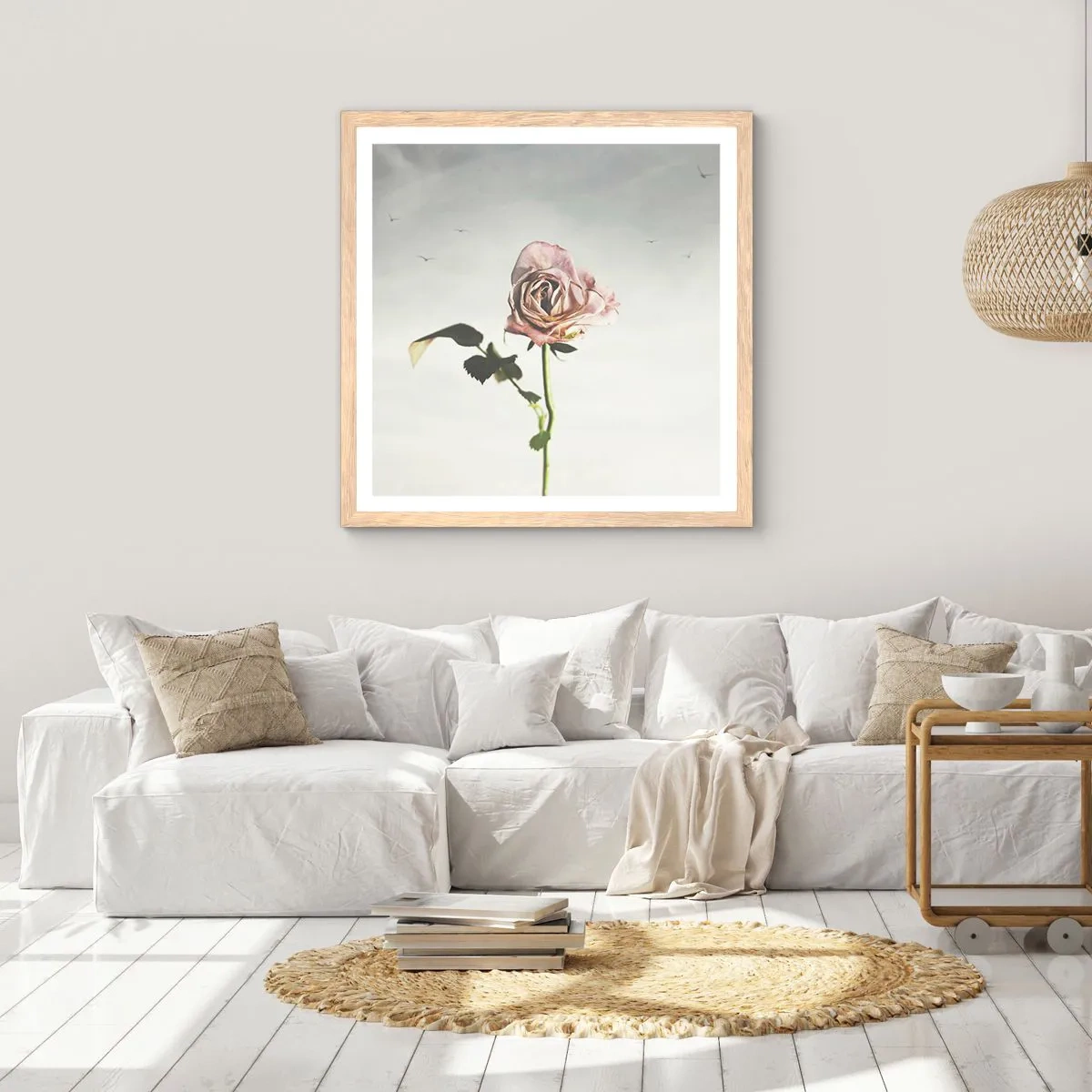 Pôster com moldura de carvalho claro - Boas-vindas da primavera - 60x60 cm