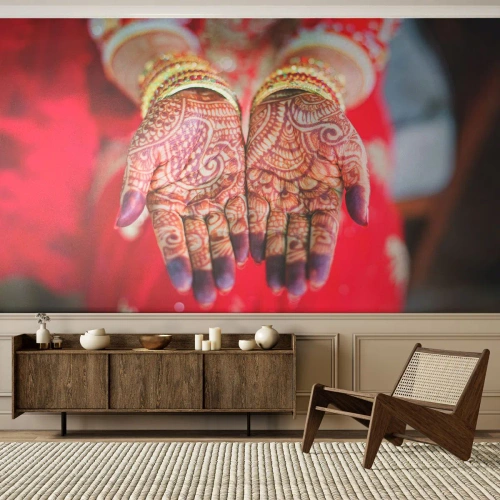 Papel de Parede Standard Eco - Pronto para alcançar a felicidade - Mãos Femininas, Desenhos Orientais, Índia - 500x350 cm
