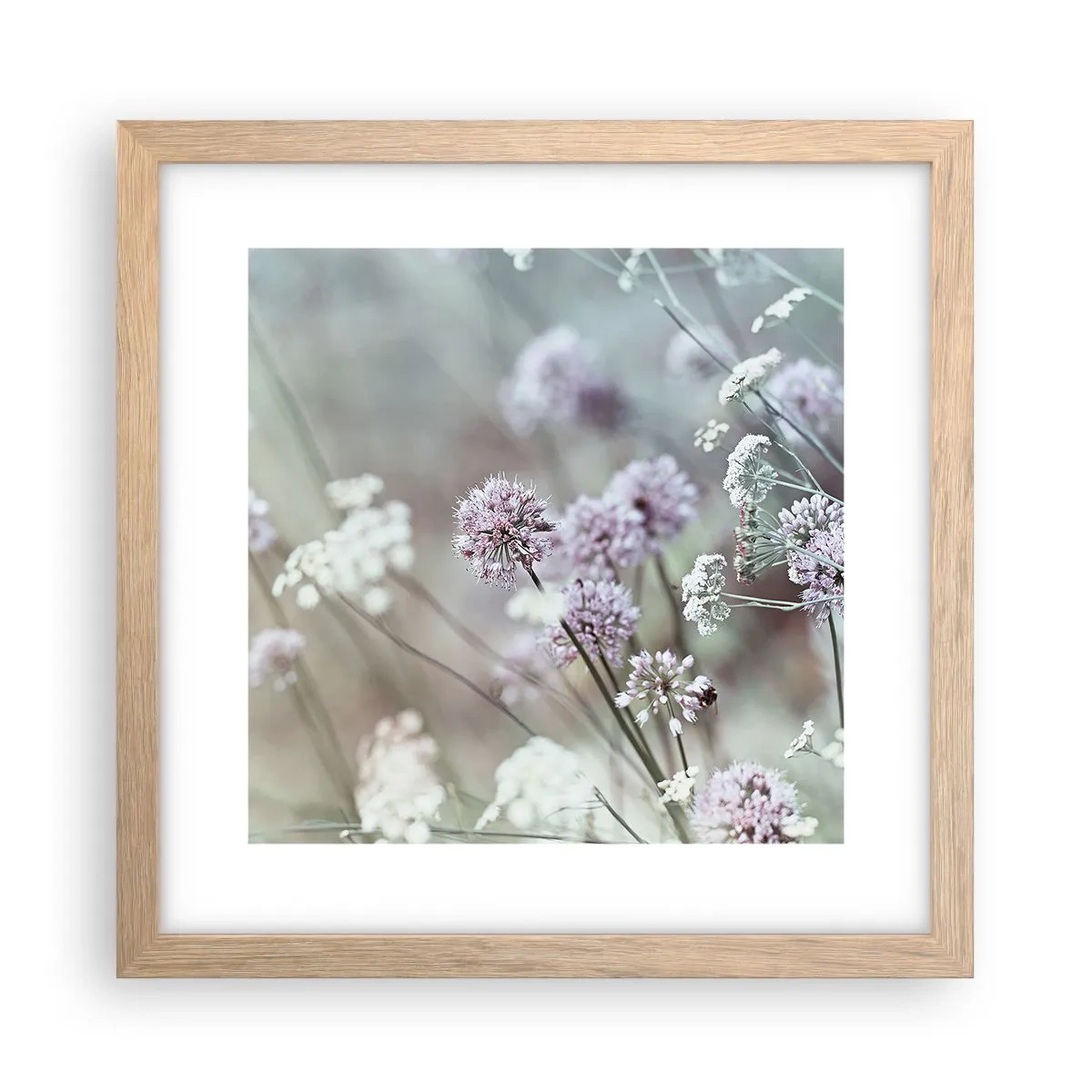 Pôster com moldura de carvalho claro - Doce delicadeza das ervas - 30x30 cm