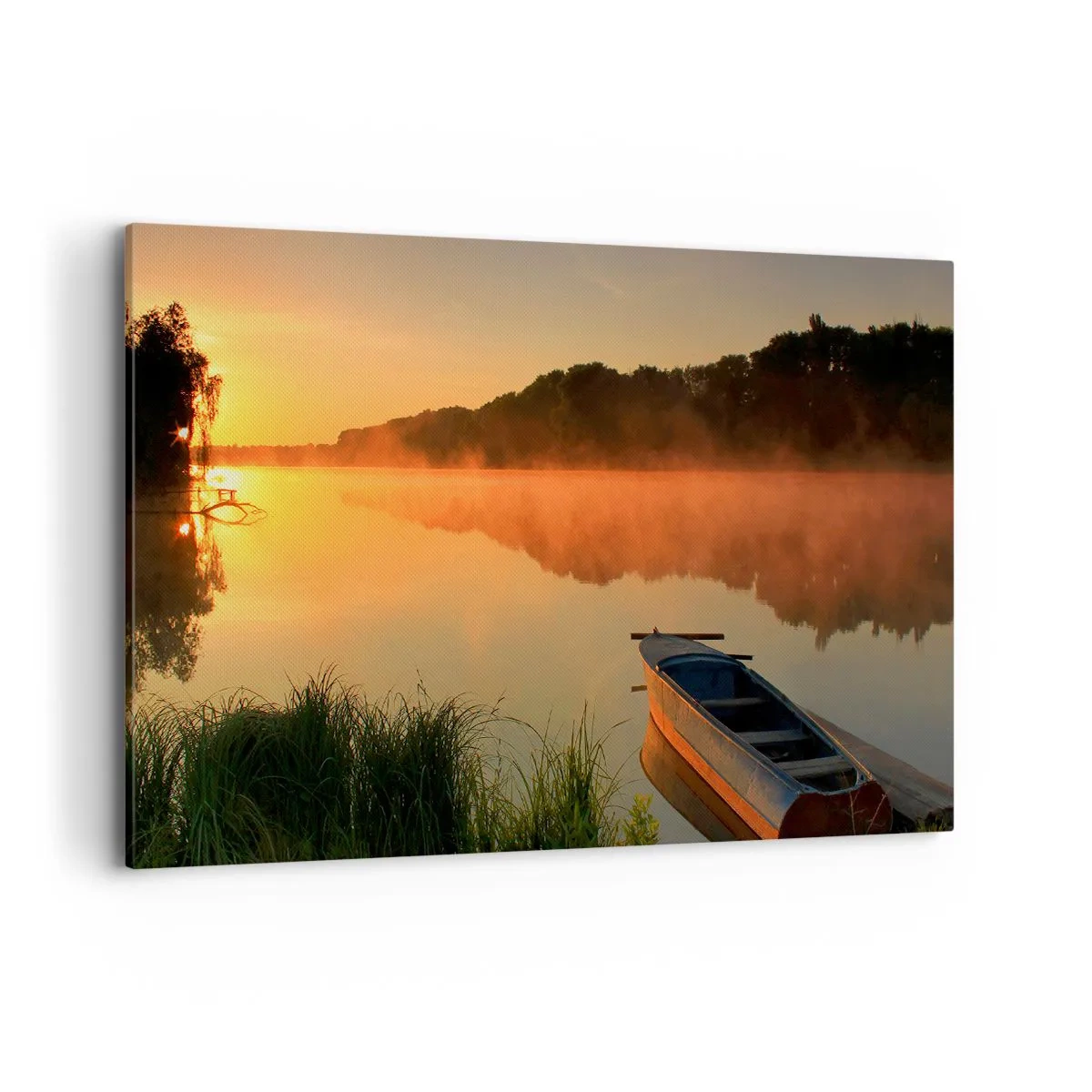 Quadro em tela - Nascer do sol sobre a água como um espelho - 120x80 cm