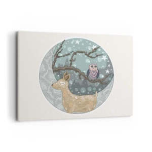 Quadro em tela - Noite na floresta como em um conto de fadas - 100x70 cm