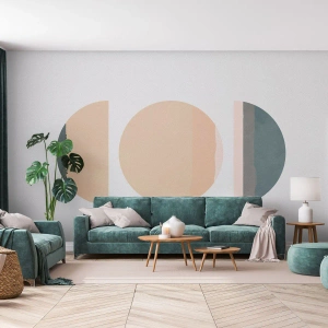 Papel de Parede Standard Eco - Uma composição geométrica minimalista em cores pastel. - 100x70cm - Círculo entre círculos - Decoração de parede moderna para a sala de estar e quarto ARTTOR