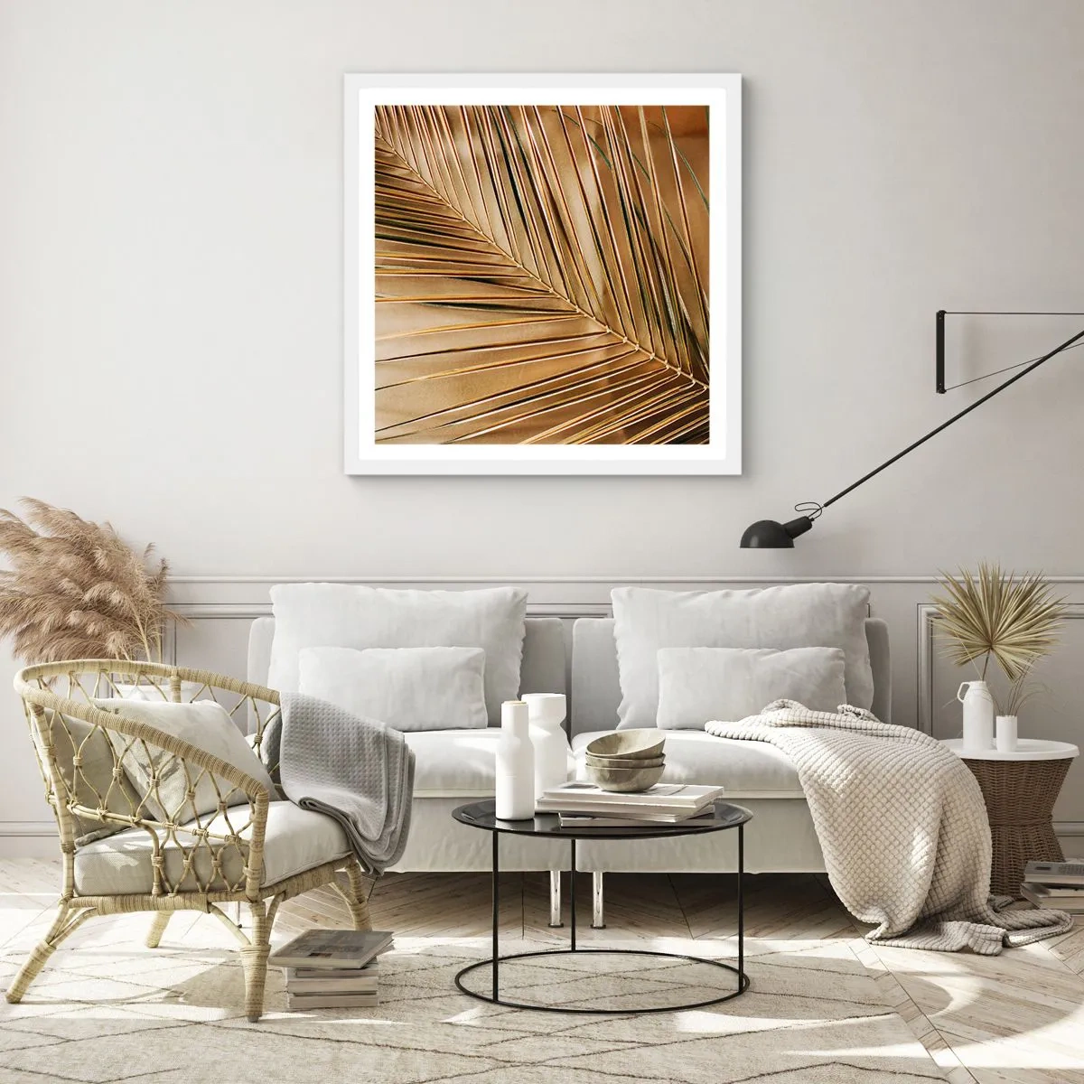 Pôster em moldura branca - Colunata natural - 40x40 cm