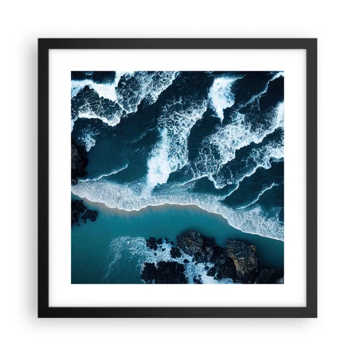 Pôster com moldura preta - Envolto em ondas - 40x40 cm