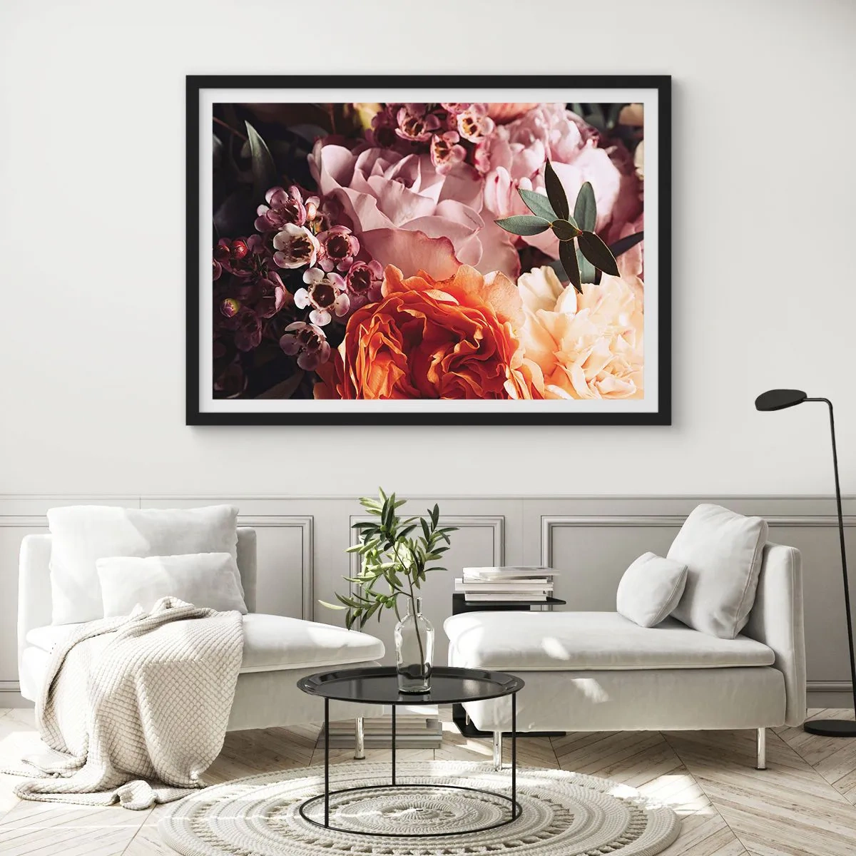 Pôster com moldura preta - Envolto em beleza - 70x50 cm
