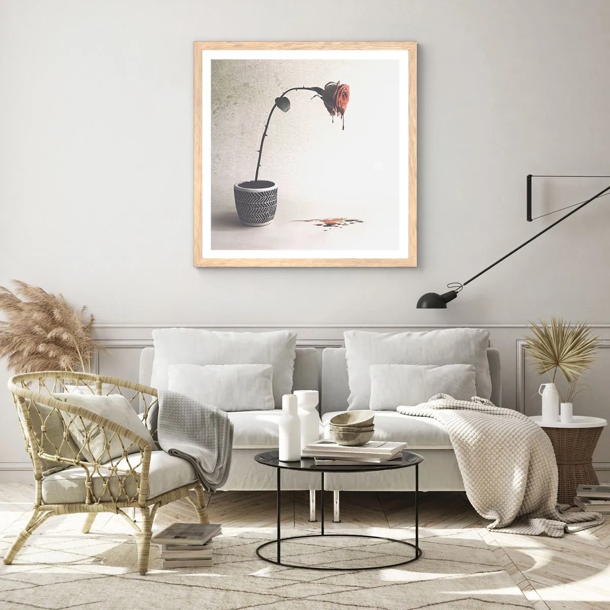 Pôster com moldura de carvalho claro - Rosa dolorosa - 30x30 cm