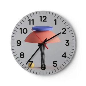 Relógio de parede - Relógio em vidro - Composição surrealista - 30x30 cm