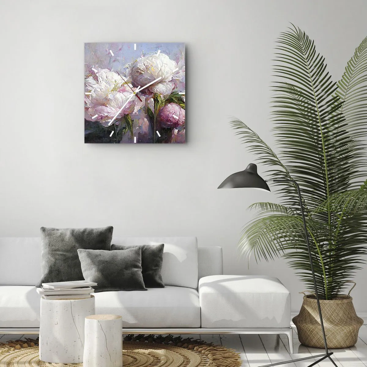 Relógio de parede - Relógio em vidro - Um buquê cheio de vida - 40x40 cm