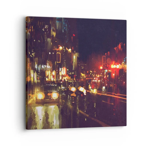 Quadro em tela - Imerso nas luzes da noite - 30x30 cm