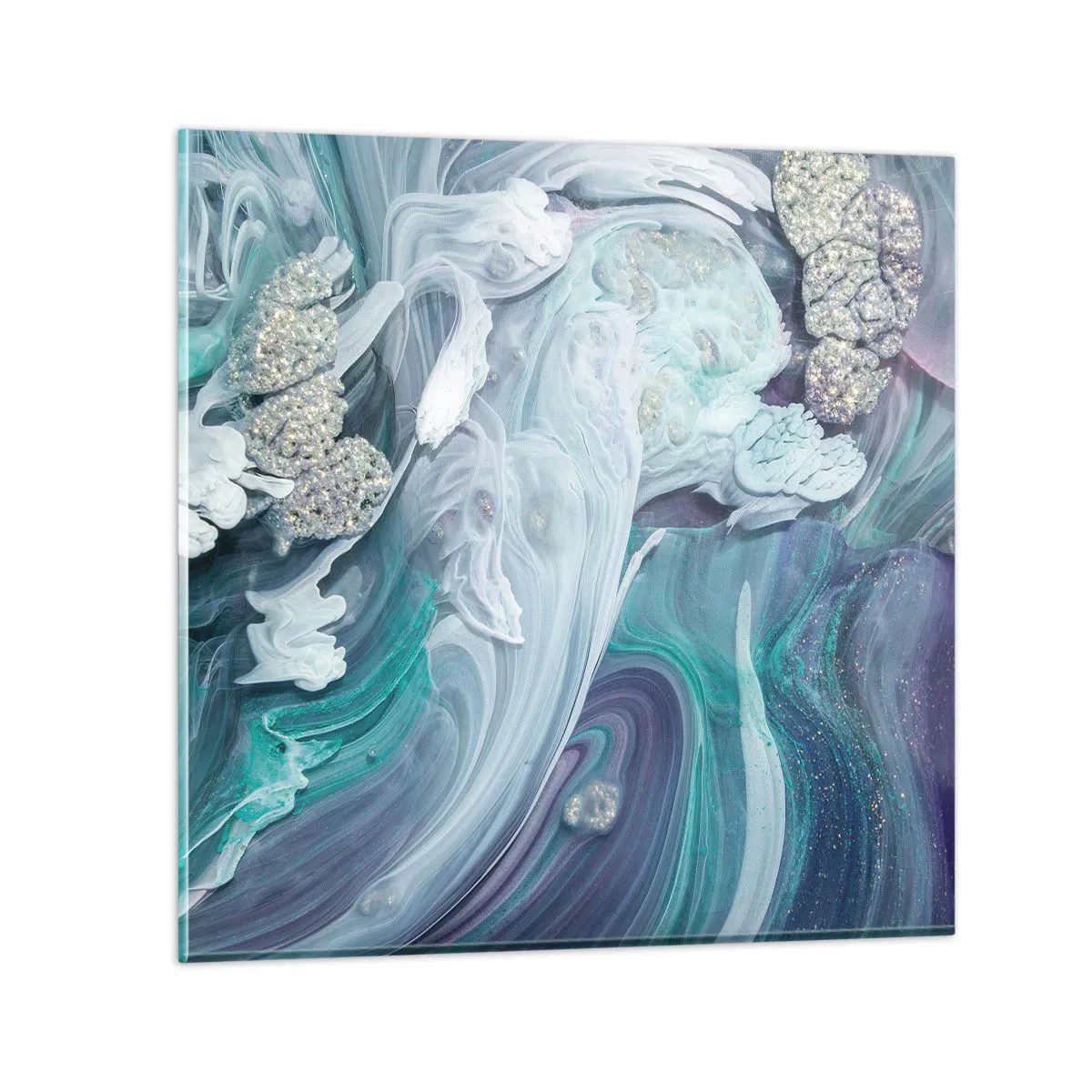 Quadro em vidro - Correntes de azul - 40x40 cm