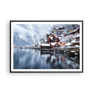 Pôster com moldura preta - Na decoração de inverno - 100x70 cm