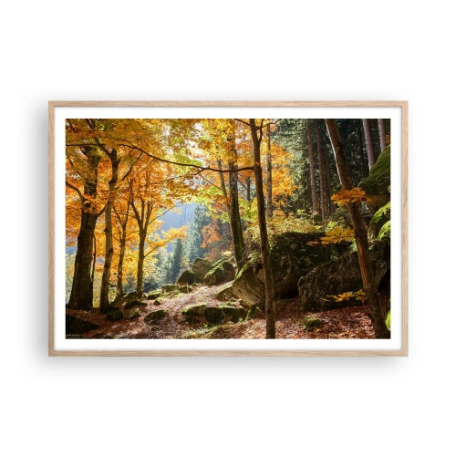 Pôster com moldura de carvalho claro - Tempo para descansar - 100x70 cm