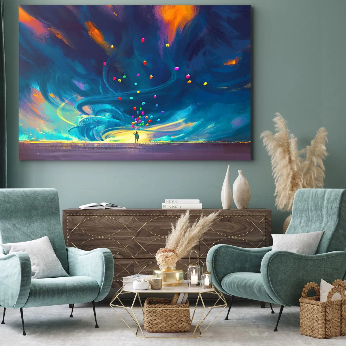 Quadro em tela - Ao vento azul - 120x80 cm