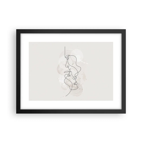 Pôster com moldura preta - Emaranhados num abraço - 40x30 cm