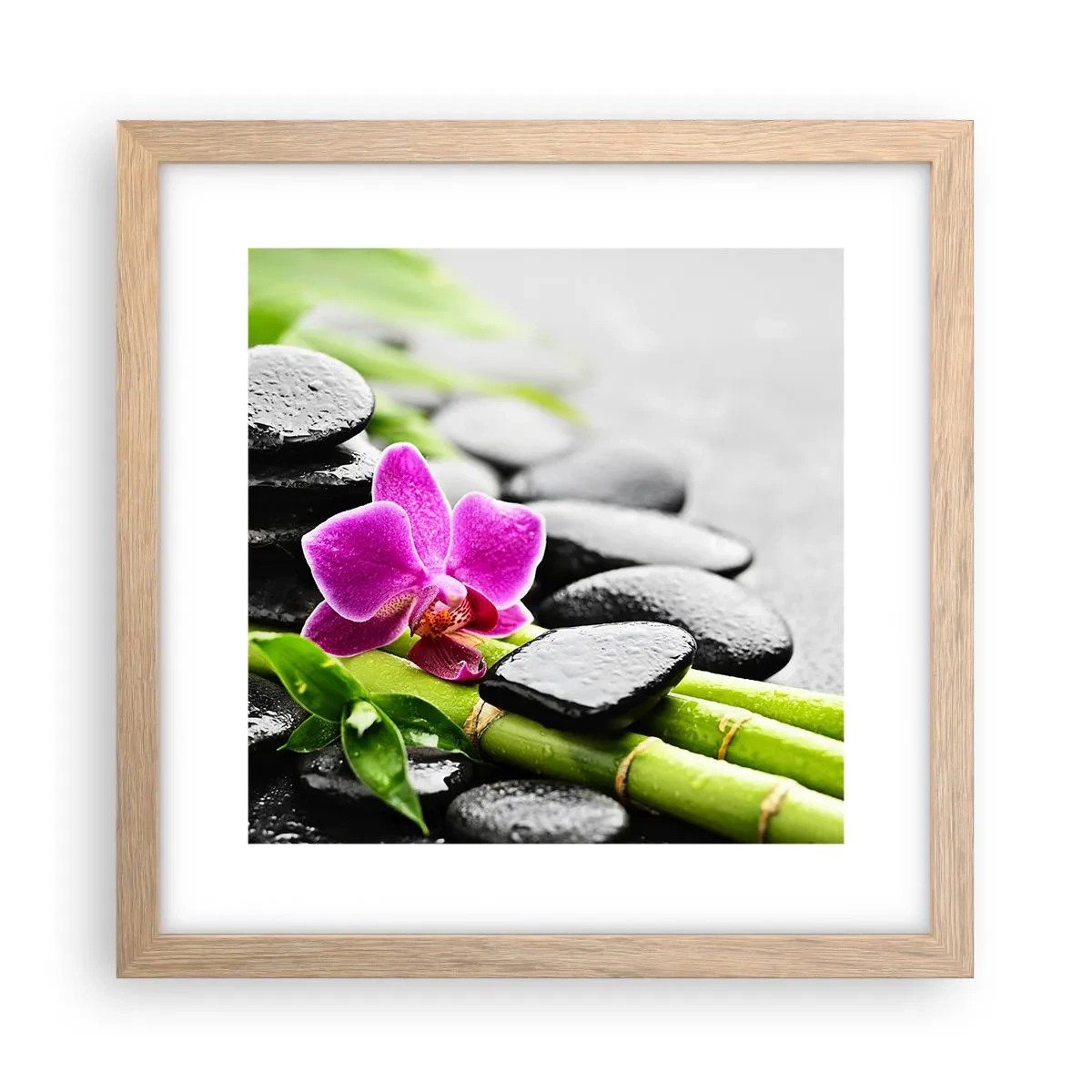 Pôster com moldura de carvalho claro - Calmo equilíbrio - 30x30 cm