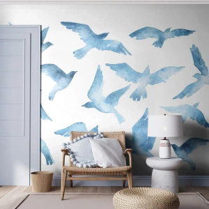 Papel de Parede Standard Eco - Pássaros azuis - Abstração, Pássaro, Gráficos - 400x280 cm