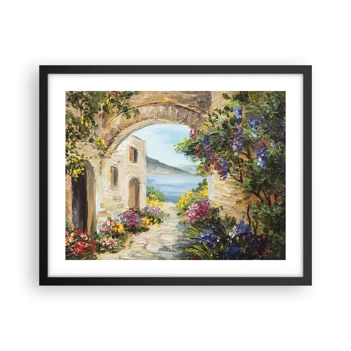 Pôster com moldura preta - O encanto da província costeira - 50x40 cm