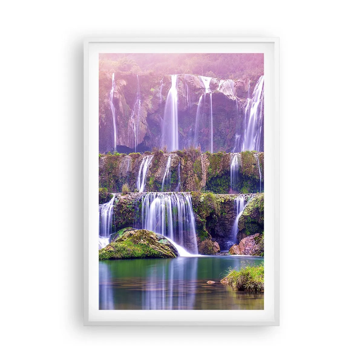 Pôster em moldura branca - Escadas para o céu - 61x91 cm