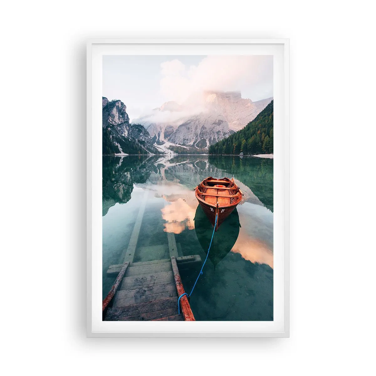 Pôster em moldura branca - Sono tranquilo das montanhas - 61x91 cm