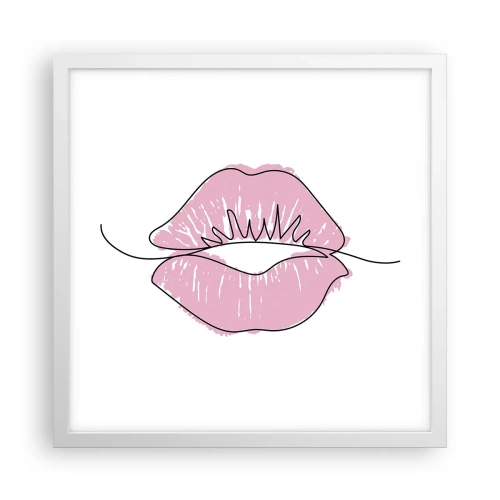 Pôster em moldura branca - Pronto para beijar? - 40x40 cm