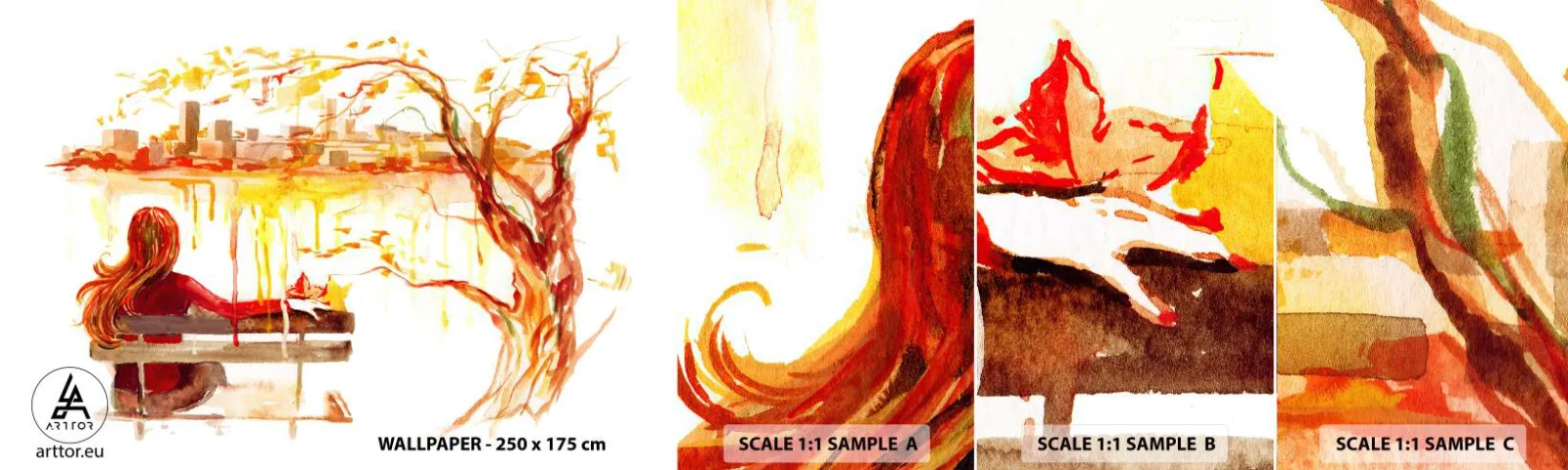 Amostra de Papel de Parede Standard Eco - Um momento de reflexão - Paisagem, Cidade, Arquitetura - 100x30 cm