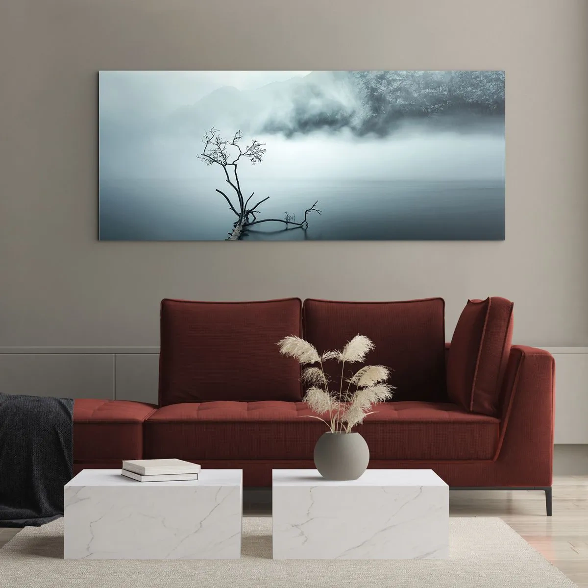 Quadro em vidro - Da água e da neblina - 140x50 cm