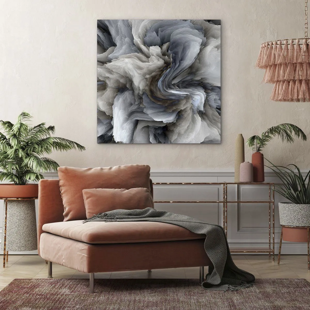 Quadro em tela - Pedra e flor - 70x70 cm