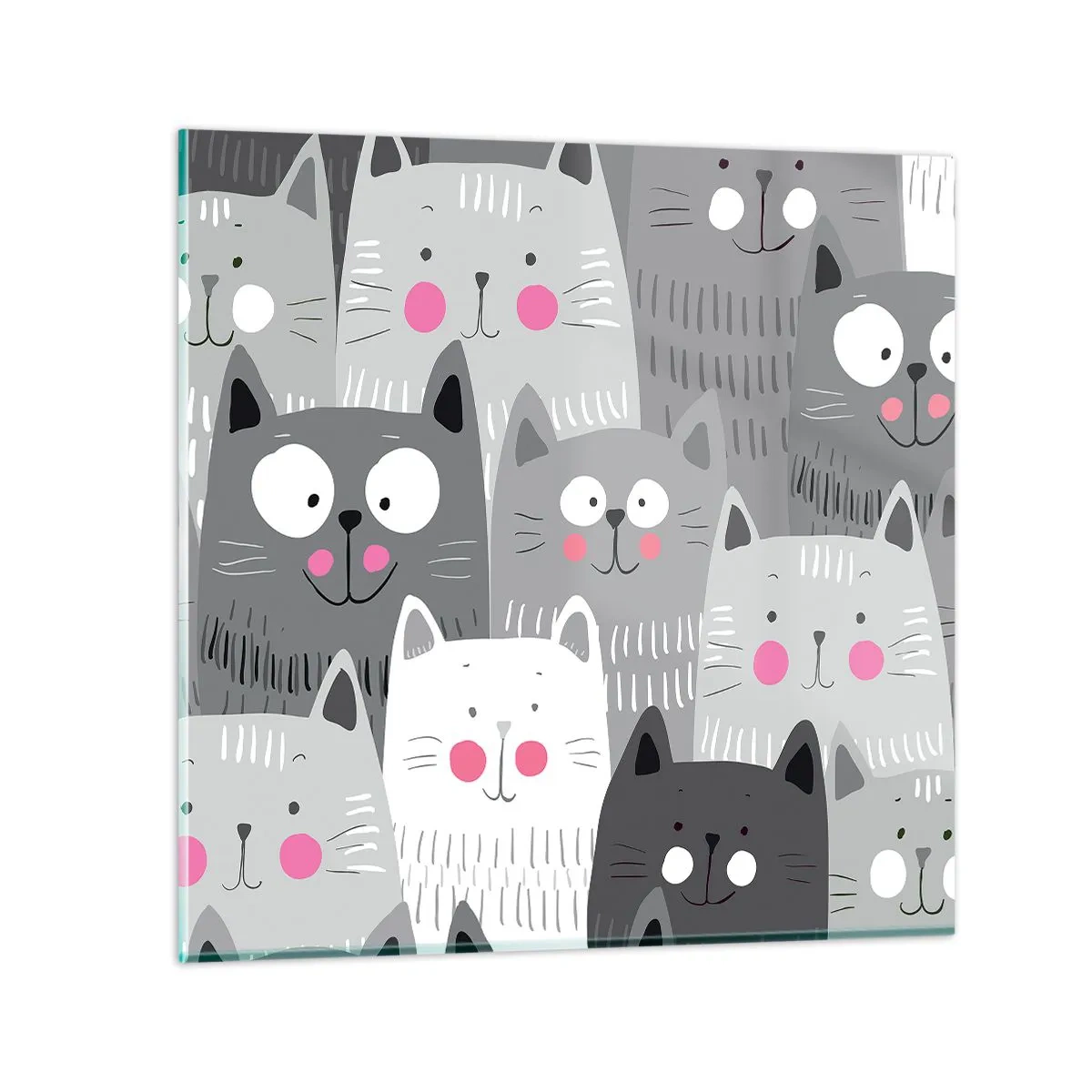 Quadro em vidro - O mundo dos gatos - 40x40 cm