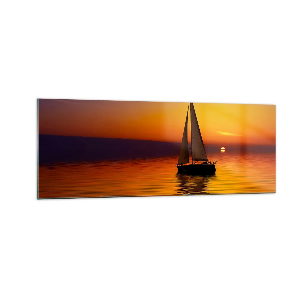 Quadro em vidro - Tranquilo anoitecer... - 140x50 cm
