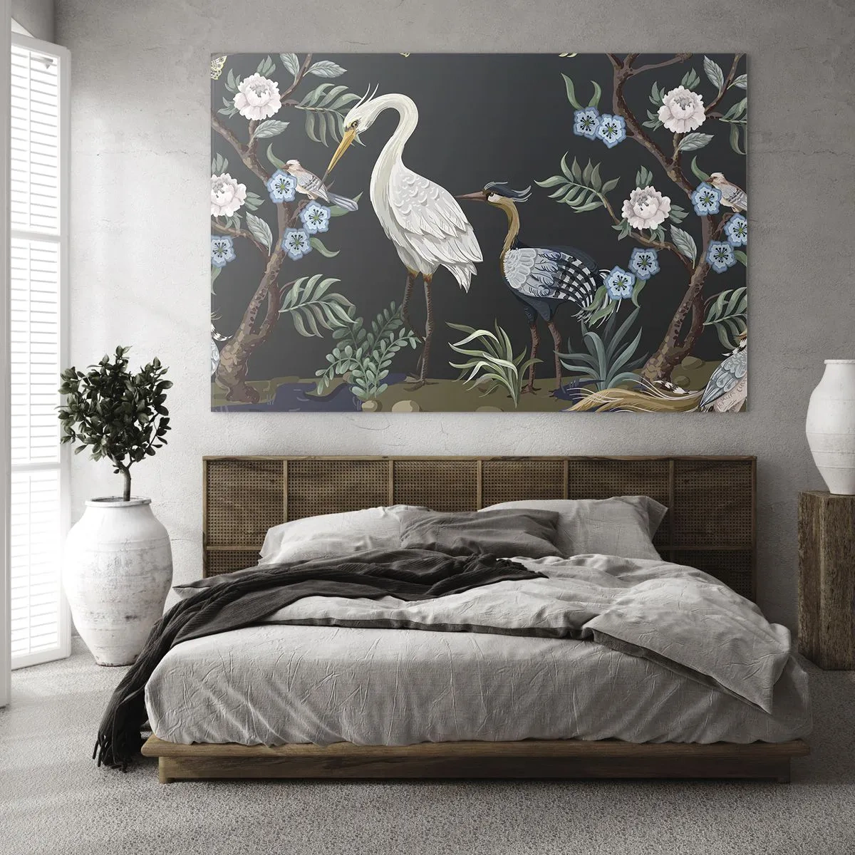 Quadro em vidro - Desfile de pássaros - 120x80 cm