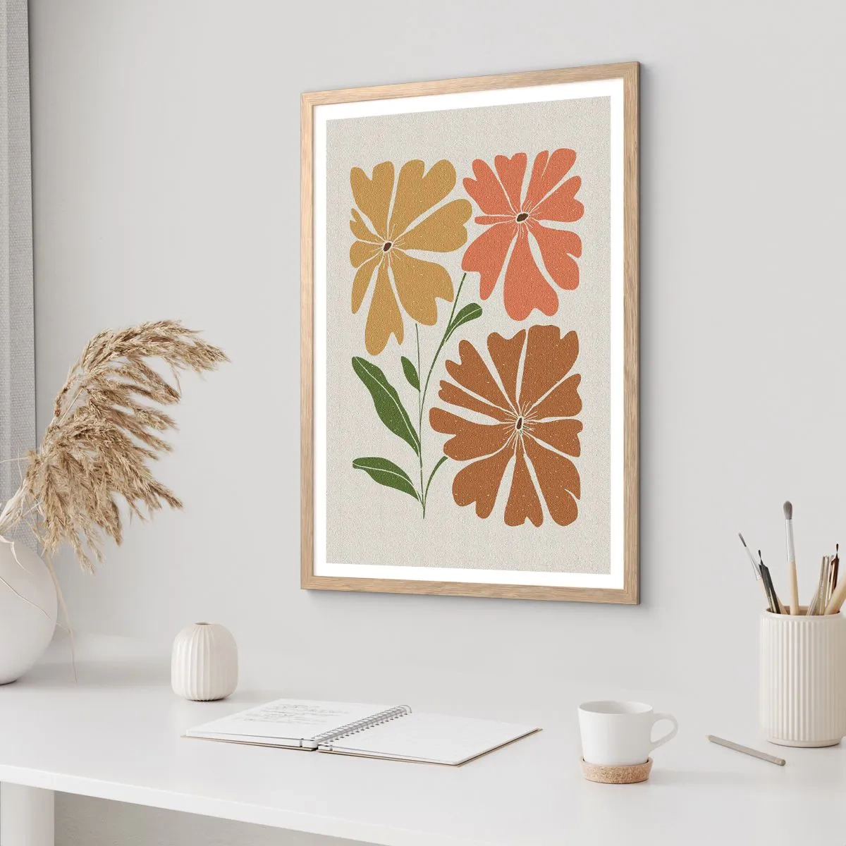 Pôster com moldura de carvalho claro - Natureza e geometria - 70x100 cm