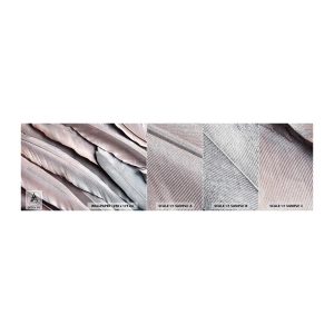 Amostra de papel de parede Premium Sand - Em prateado rosa - Pena de ave, Gráficos, Boho - 100x30 cm