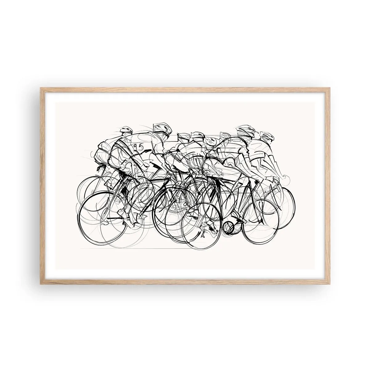 Pôster com moldura de carvalho claro - Juntos como uma equipa - 91x61 cm