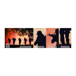 Amostra de papel de parede Premium Canvas - ...Todos por um. - Soldado, Arma, Rifle - 100x30 cm