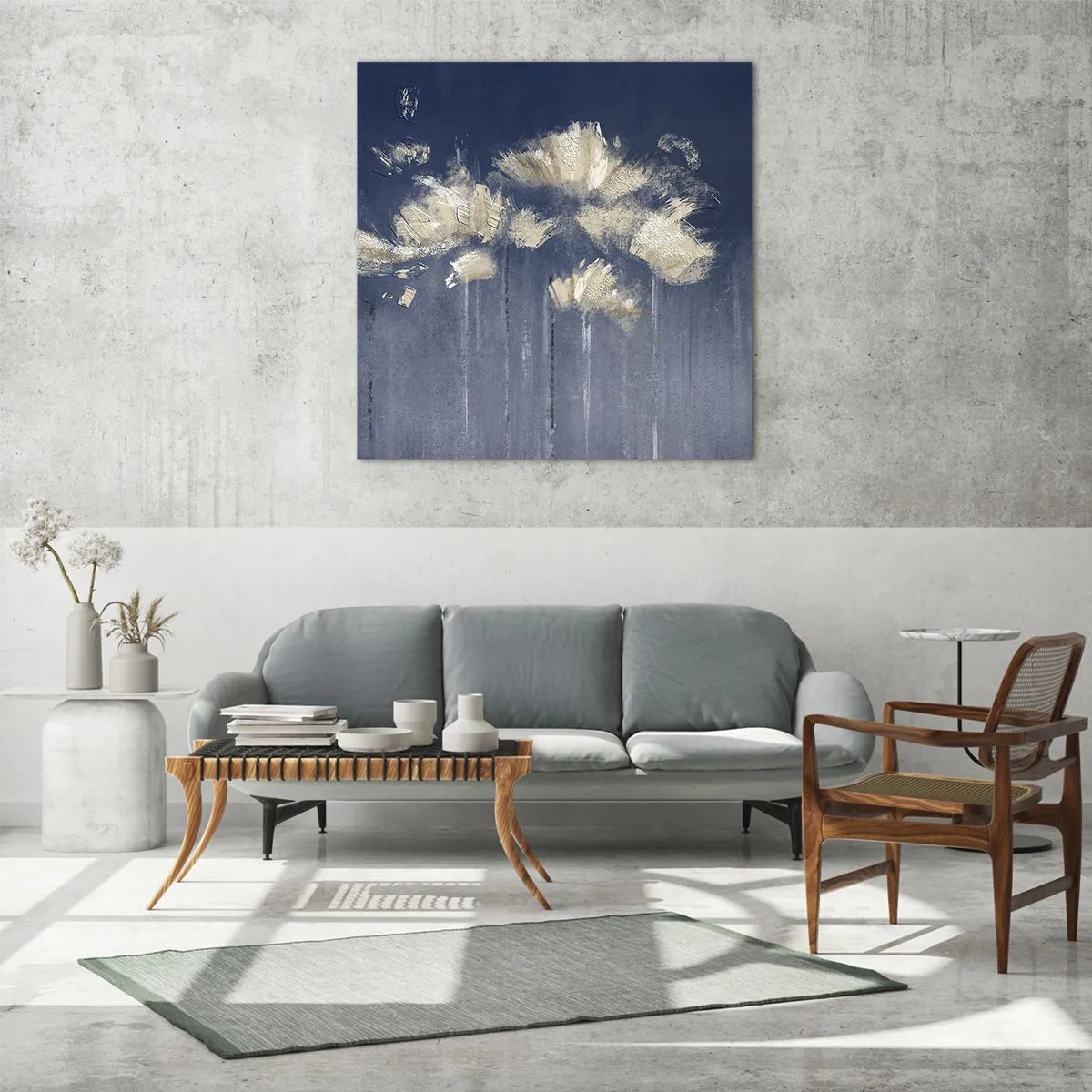 Quadro em vidro - Como pétalas ao vento - 60x60 cm