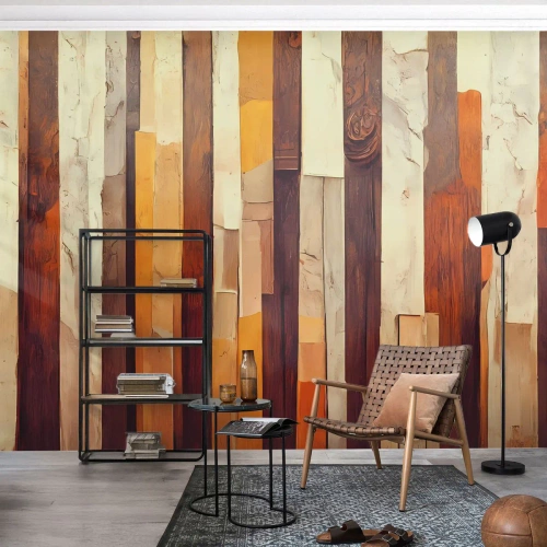 Papel de Parede Autocolante Deluxe Sticker - Hino das árvores da floresta - Pedaço, Abstração, Cintos - 150x105 cm