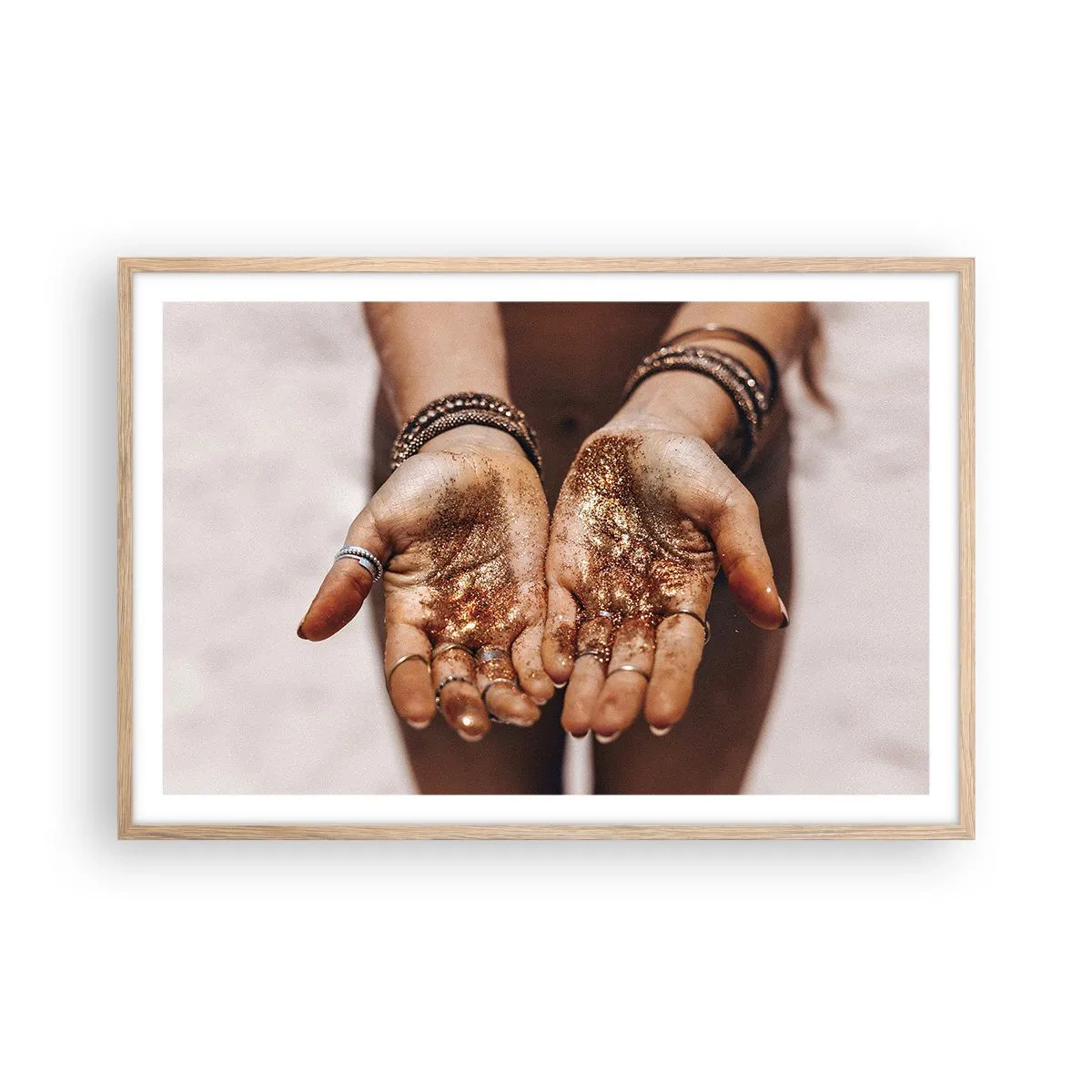 Pôster com moldura de carvalho claro - Um presente para si - 91x61 cm