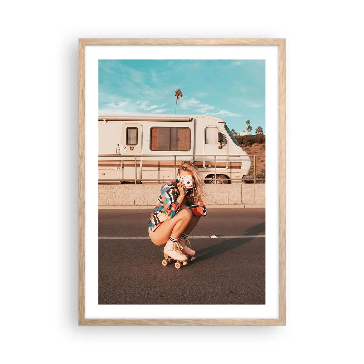 Pôster com moldura de carvalho claro - Sorria, por favor! - 50x70 cm